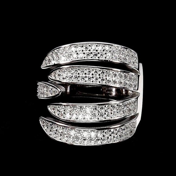 Sterling Silver Sparkling CZ Interlaced Claw Ring Size 7 - Picture 3 of 17